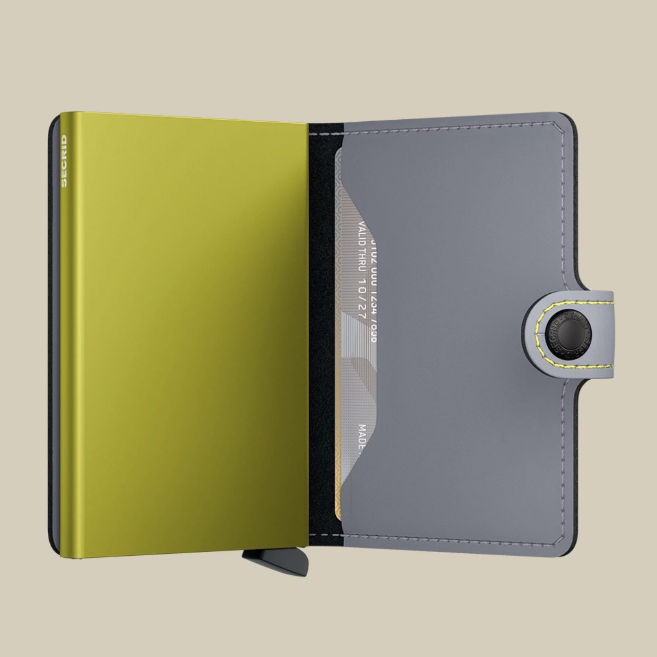 SECRID MINI WALLET MATTE GREY&LIME / ΚΑΡΤΟΘΗΚΗ ΠΙΣΤΩΤΙΚΩΝ ΚΑΡΤΩΝ - Image 3