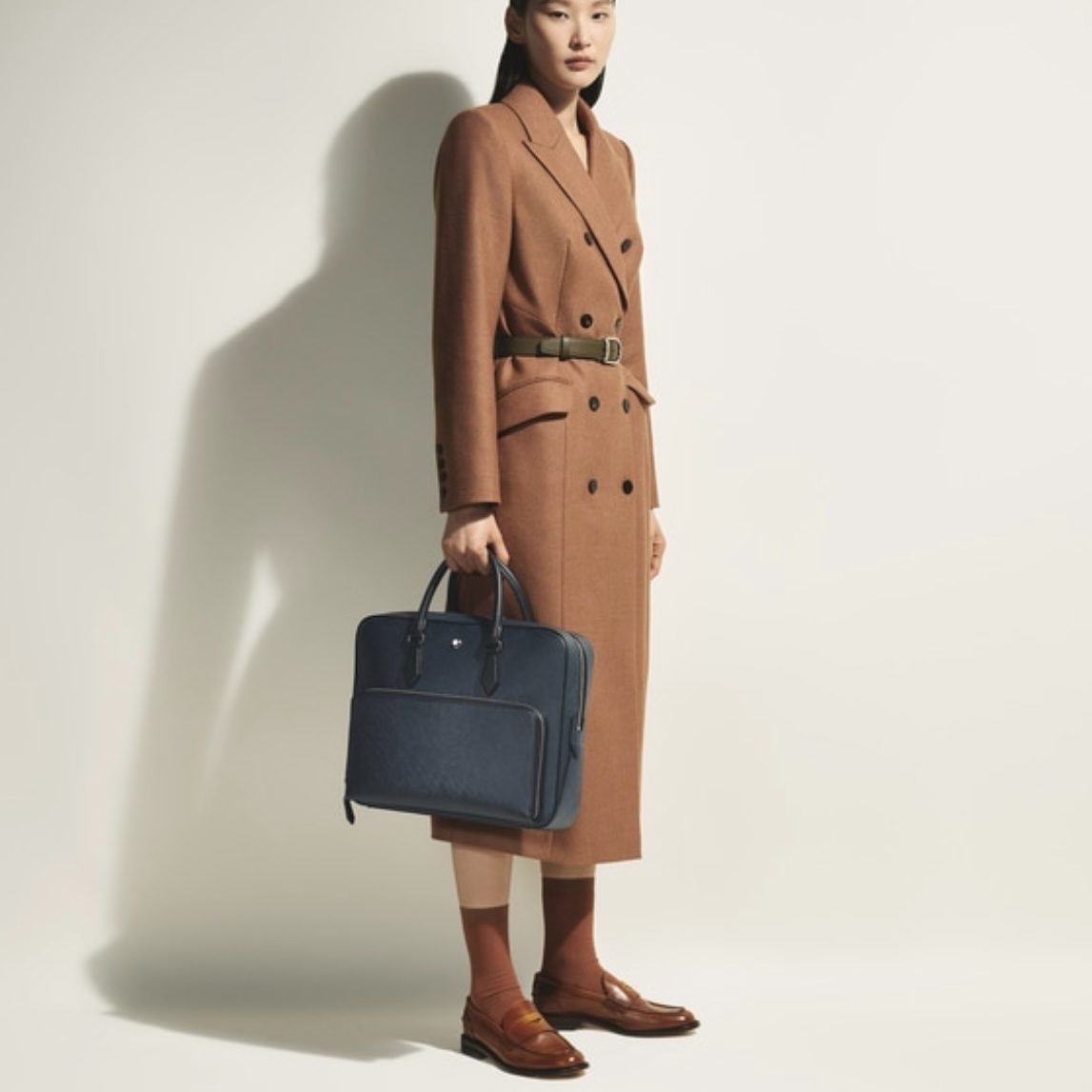 ΤΣΑΝΤΑ ΕΠΑΓΓΕΛΜΑΤΙΚΗ / MEDIUM BRIEFCASE WITH POCKET IN SARTORIAL LEATHER TWEED BLUE - Image 6