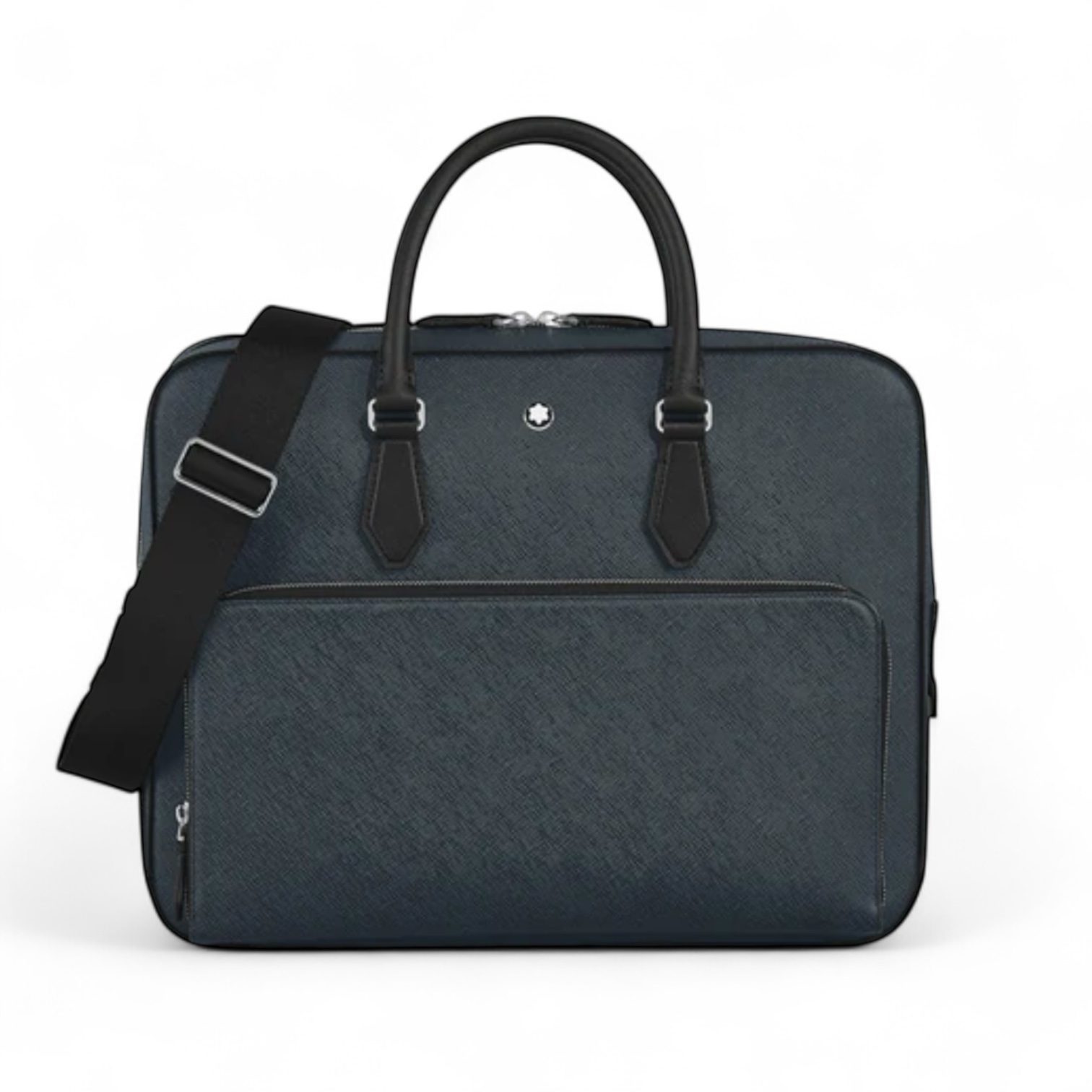 ΤΣΑΝΤΑ ΕΠΑΓΓΕΛΜΑΤΙΚΗ / MEDIUM BRIEFCASE WITH POCKET IN SARTORIAL LEATHER TWEED BLUE