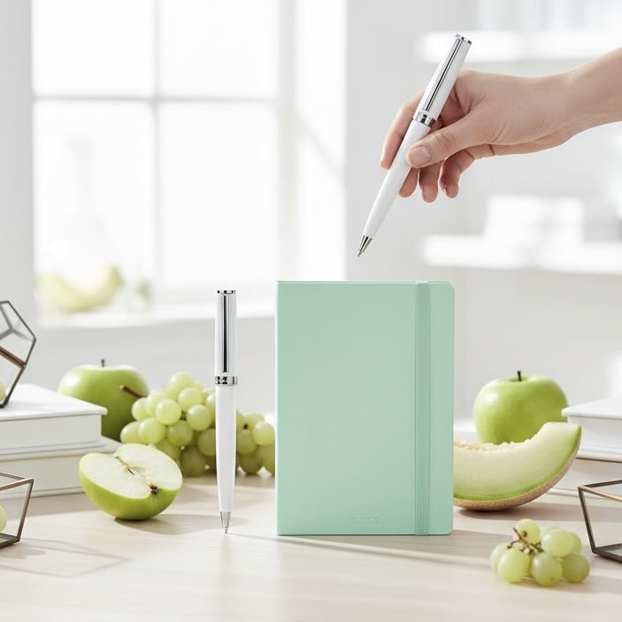 GIFT SET | ΣΤΥΛΟ ΔΙΑΡΚΕΙΑΣ & ΣΗΜΕΙΩΜΑΤΑΡΙΟ Α5 | PASTEL LIGHT GREEN - Image 3