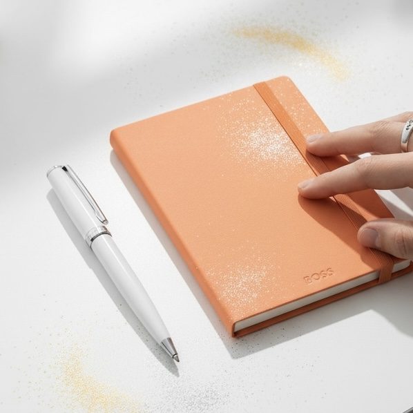 GIFT SET | ΣΤΥΛΟ ΔΙΑΡΚΕΙΑΣ & ΣΗΜΕΙΩΜΑΤΑΡΙΟ Α5 | PASTEL LIGHT ORANGE - Image 4
